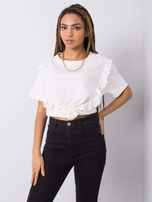 Biały t-shirt z falbanami Mylene