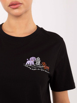 Czarny damski t-shirt z bawełny