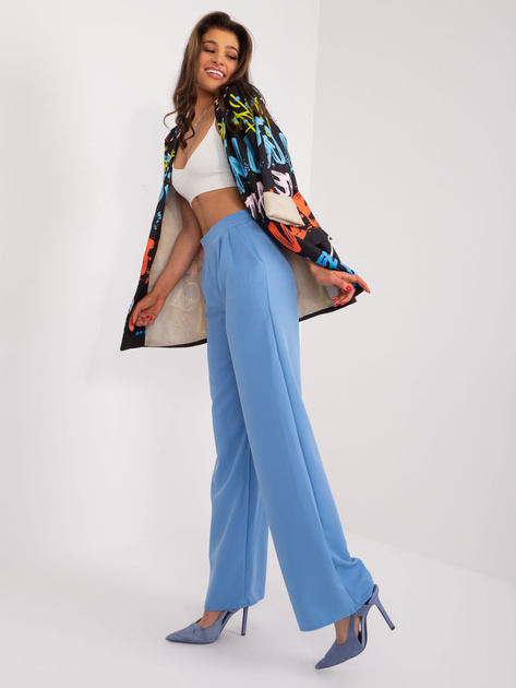 Hurt Niebieskie spodnie garniturowe z prostą nogawką