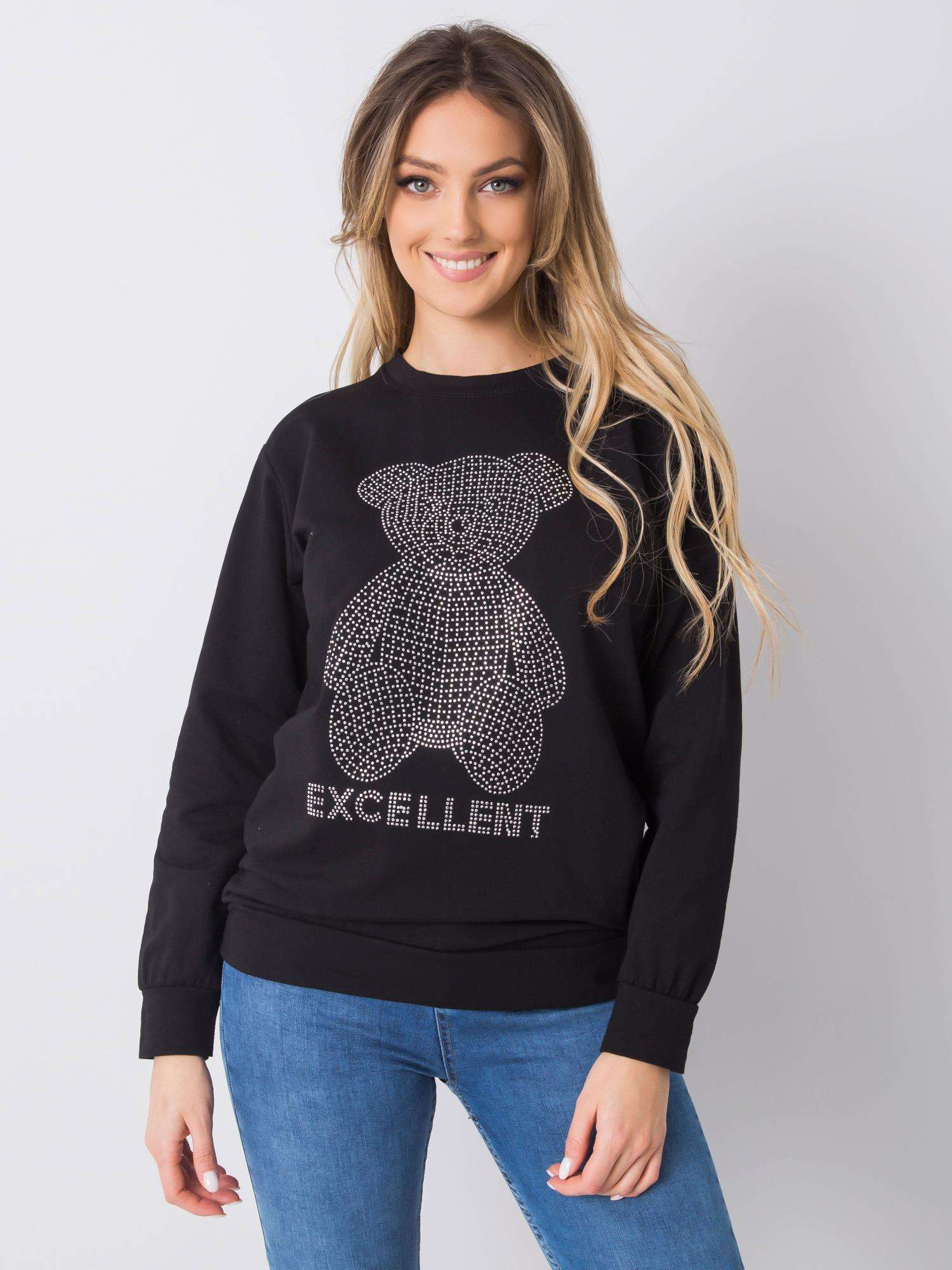 Schwarzer Pullover mit Applikation Darla.