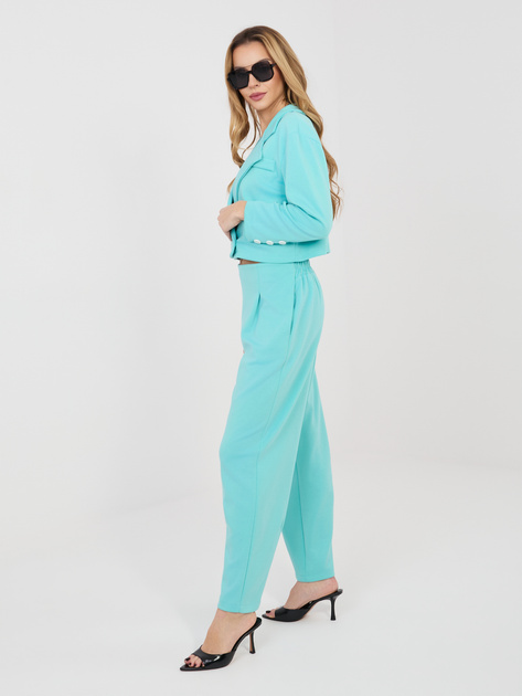 Turkusowy damski komplet ze spodniami bez zapięcia RUE PARIS