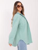 Miętowa koszulowa kurtka z dzianiny boucle RUE PARIS