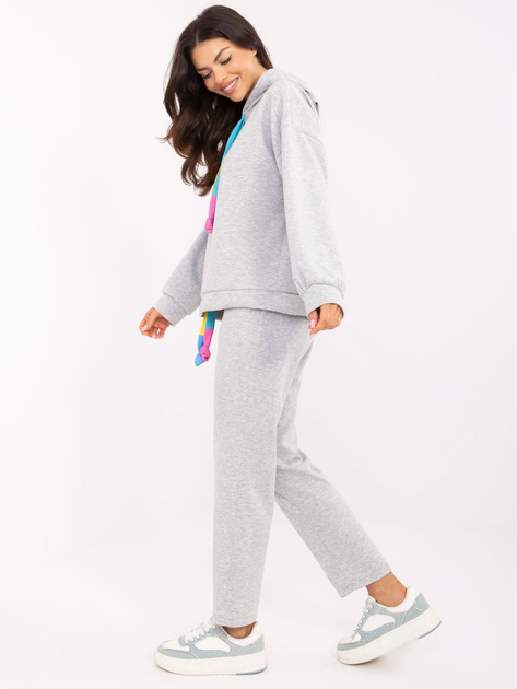 Hurt Szary melanżowy komplet z materiałowymi troczkami