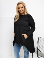 Černá dámská blůza plus size s kapsami.