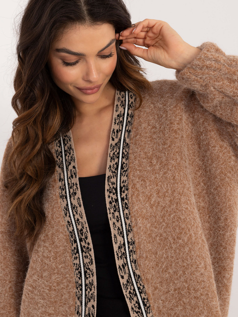 Hurtownia Camelowy luźny kardigan bez zapięcia