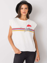 Ecru t-shirt z nadrukiem Malibu