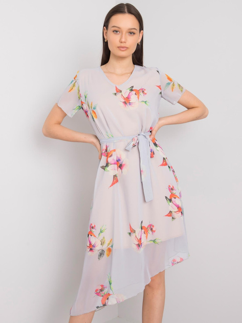 Szara sukienka w kwiaty Noemie