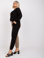 Dark Beige and Black Plus Size Tracksuit Set Amishi 