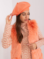 Hurt Brzoskwiniowy beret zimowy z kaszmirem