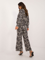 Hurt Ecru-czarny casualowy komplet w zebrę ze spodniami