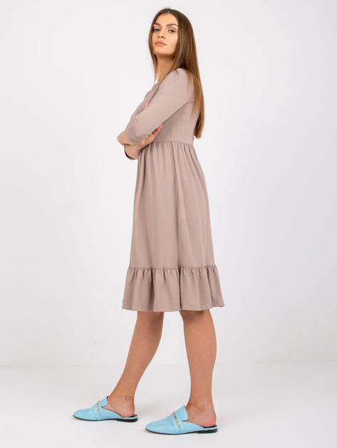 Ciemnobeżowa sukienka bawełniana z falbaną Surrey RUE PARIS
