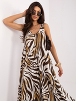 Brown summer dress with animal patterns.