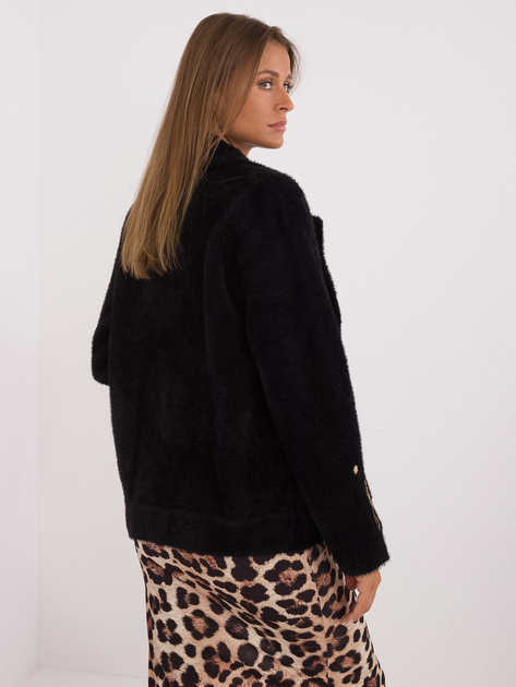 Hurt Czarna przejściowa kurtka alpaka z kieszeniami