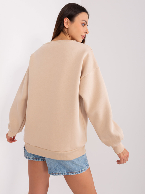 Hurt Beżowa bluza bez kaptura o kroju oversize