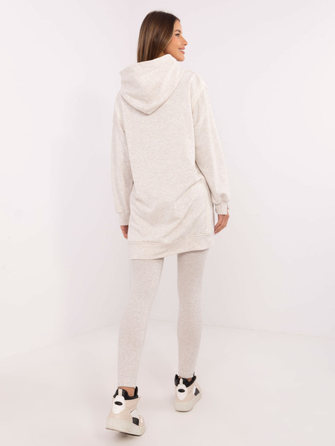 Hurt Jasnobeżowy melanżowy komplet z bluzą z rozcięciami