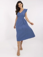 Brudnoniebieska midi sukienka z muślinu