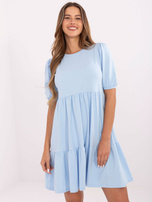 Jasnoniebieska bawełniana sukienka z falbaną RUE PARIS 