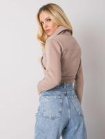 Ciemnobeżowa krótka rozpinana bluza dresowa Ann RUE PARIS 