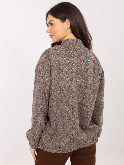 Ciemnobeżowa rozpinana kurtka z domieszką wełny