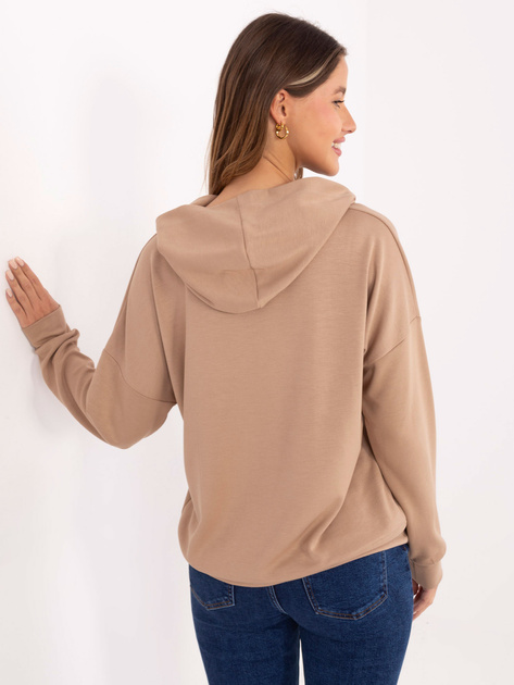 Beżowa damska bluza oversize z kapturem
