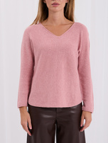Dreckrosafarbener Basic-Pullover mit langen Ärmeln.