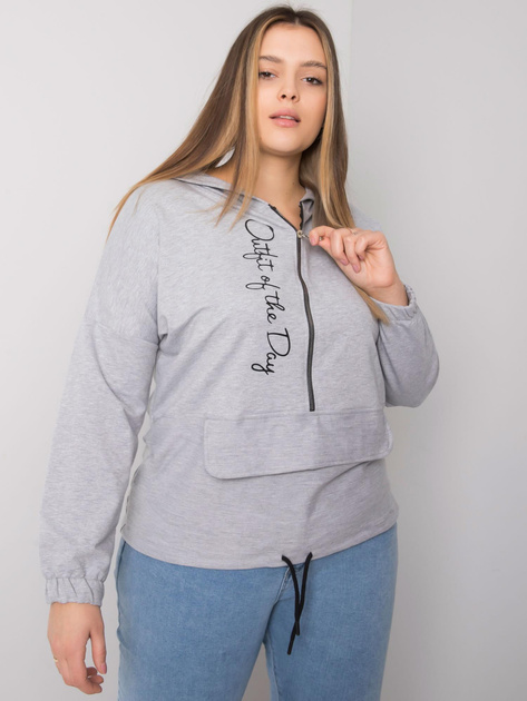 Szara melanżowa rozpinana bluza plus size Kaylee