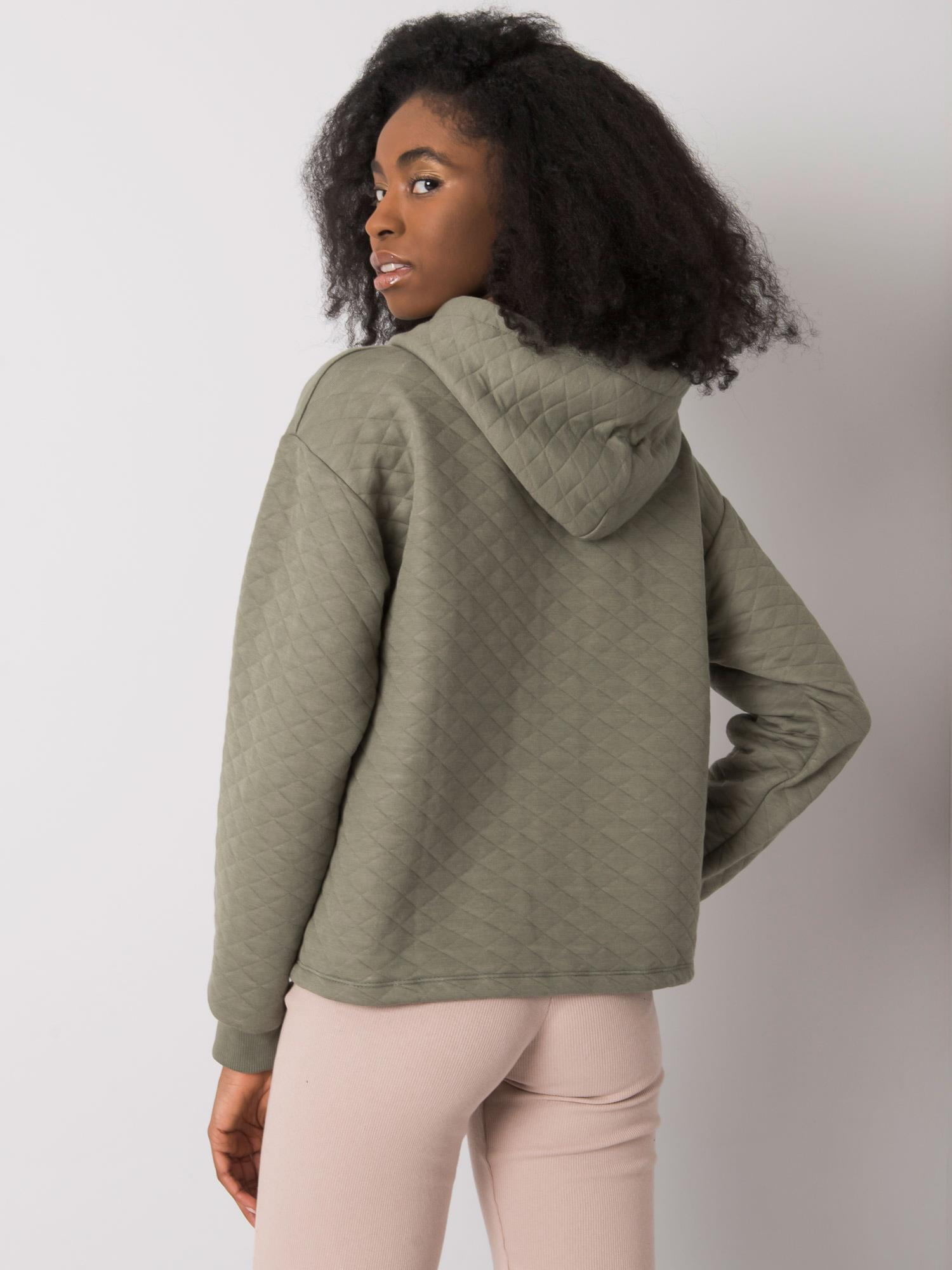 Light khaki quilted basic hoodie Melanie.