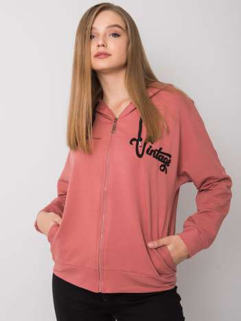 Brudnoróżowa rozpinana bluza z kapturem Diane