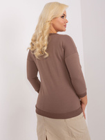 Hurt Brązowa bawełniana bluzka plus size ze ściągaczem