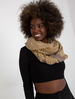 Ciemnobeżowo-żółta chusta komin z motywem 