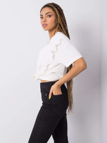 Biały t-shirt z falbanami Mylene
