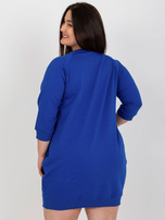 Hurt Kobaltowa mini sukienka plus size z rękawem 3/4