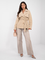 Jasnocamelowy trencz z kieszeniami RUE PARIS 