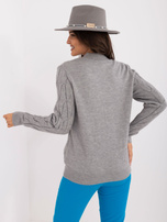 Hurt Szary sweter z warkoczami i ściągaczami