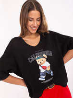 Hurtownia Czarny sweter oversize o kroju nietoperza