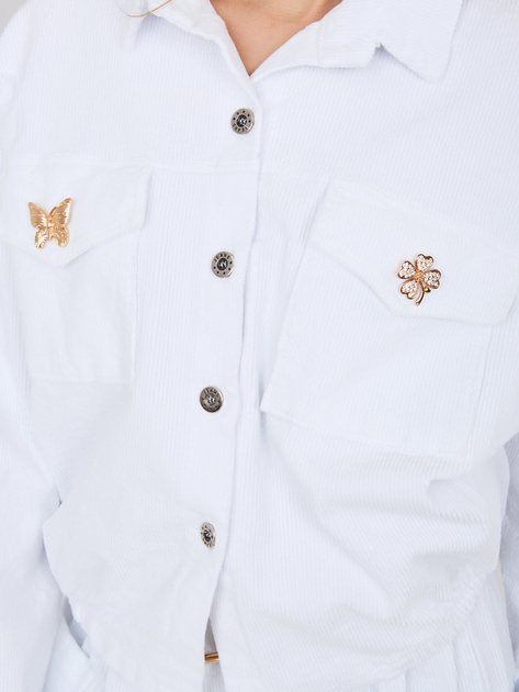 Biała sztruksowa kurtka typu bomber RUE PARIS