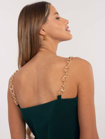 Hurtownia Ciemnozielony elegancki top z łańcuszkami 