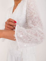 Hurt Biała bluzka wizytowa z kopertowym dekoltem