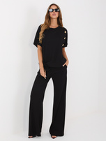 Czarny damski komplet z krótkimi rękawami