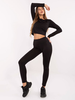 Czarny sportowy komplet z krótką bluzką Patrice 