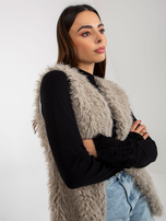 Hurtownia Jasnoszara futrzana kamizelka z kiszeniami Hallie 