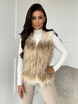 Beżowa damska kamizelka futrzana Romi
