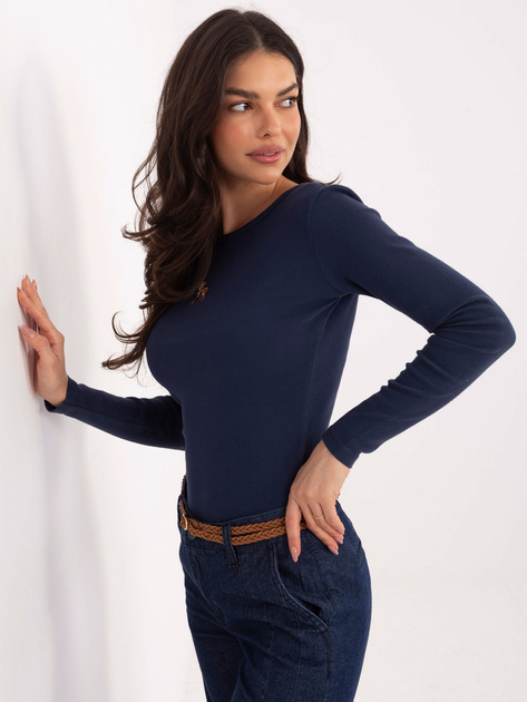 Granatowy damski longsleeve z bawełny