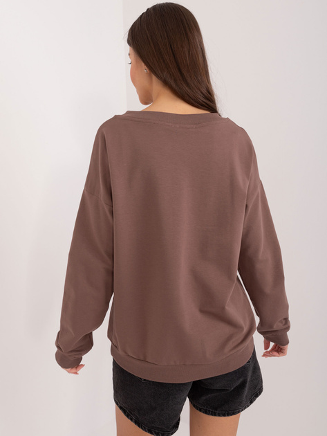 Hurt Brązowa gładka bluzka ze ściągaczami