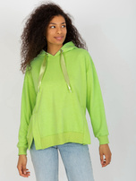 Hurt Jasnozielona dresowa bluza z kapturem i troczkami