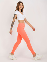 Hurt Fluo pomarańczowe prążkowane legginsy basic high waist