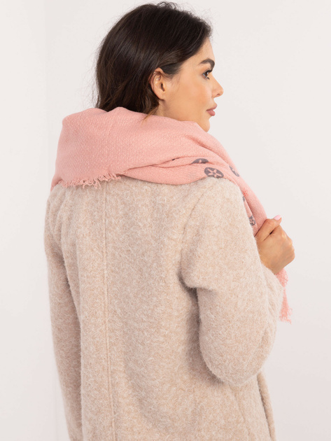 Hurtownia Różowy damski szal z frędzlami