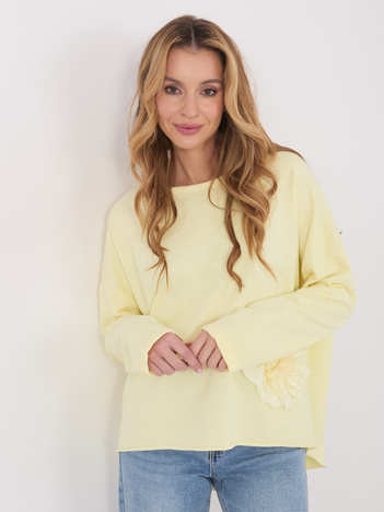 Jasnożółta bluzka z kwiatową aplikacją 3D
