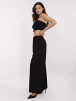 Czarne damskie spodnie basic z szeroką nogawką