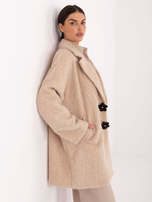 Beżowy elegancki płaszcz z kieszeniami